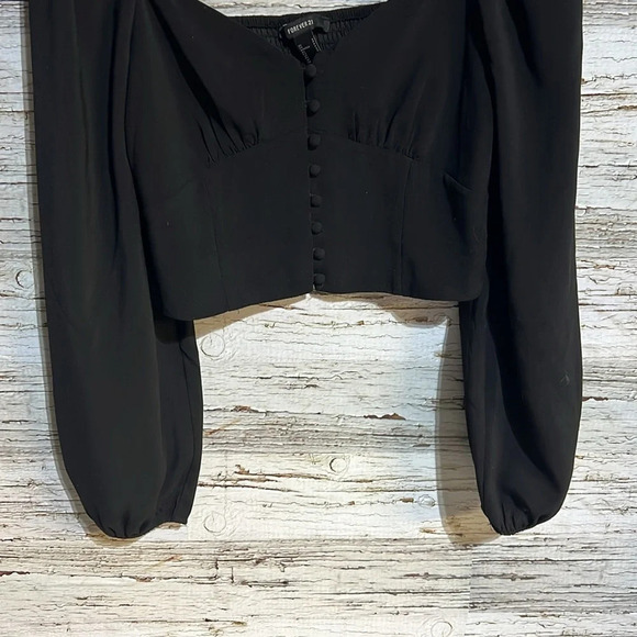 Forever 21 black blouse crop top size small - Picture 4 of 8